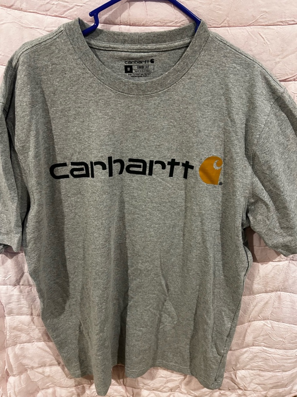 Carhartt Gray Tee with Black Logo and Gold Patch